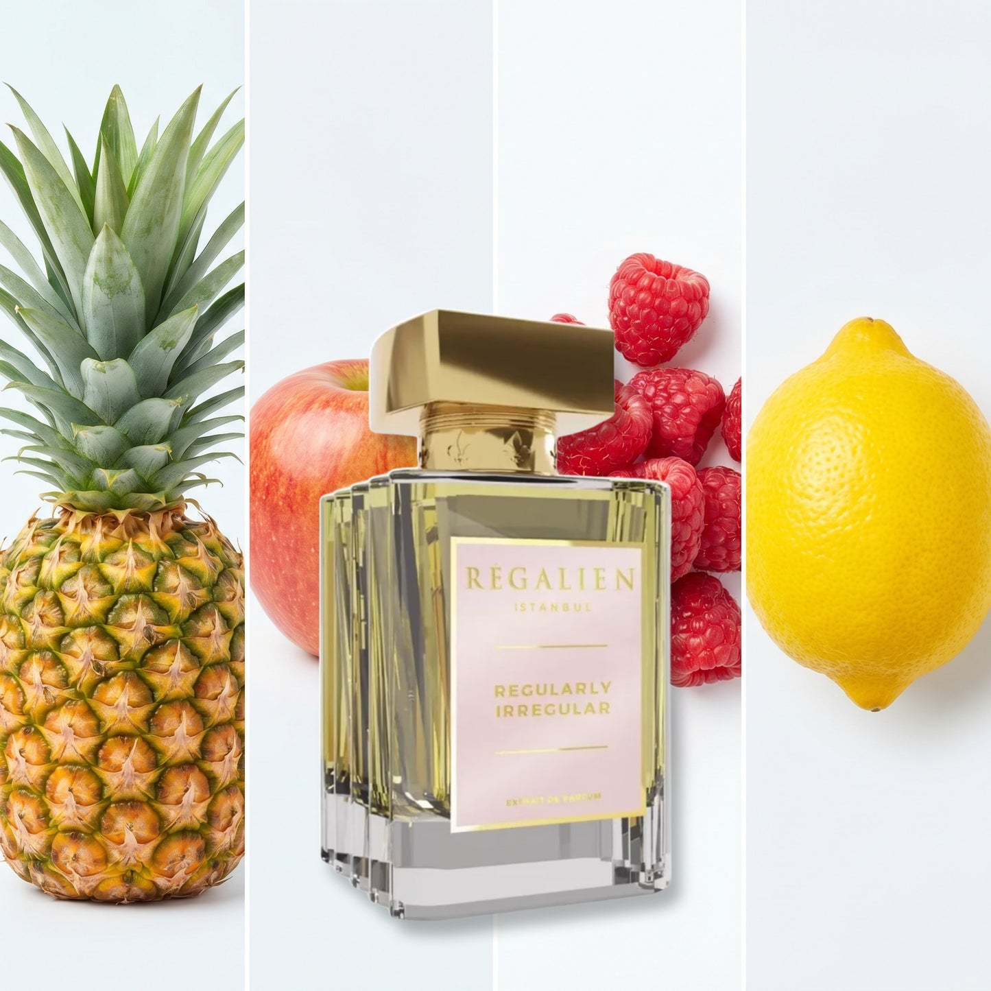 Regalien Regularly Irregular fragrance notes: Pineapple, Apple, Raspberry, Lemon
