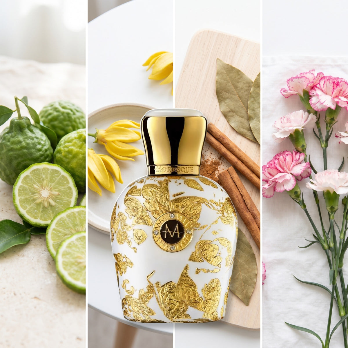 Moresque Parfums Regina fragrance notes: Bergamot, essence of Ylang - Ylang, Cinnamon, Carnation