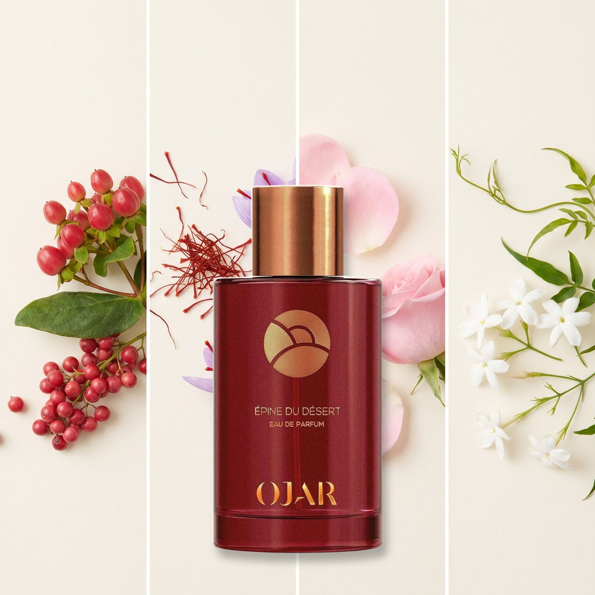 Ojar Epine Du Desert fragrance notes: Pimento, Saffron, Rose, Jasmine