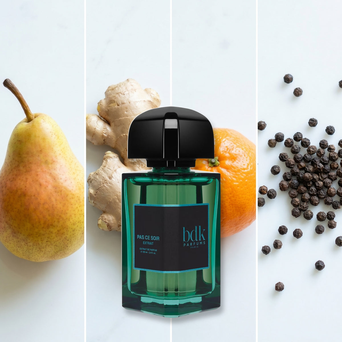 BDK Parfums Pas Ce Soir Extrait fragrance notes: Pear, Ginger, Mandarin Orange, Black Pepper
