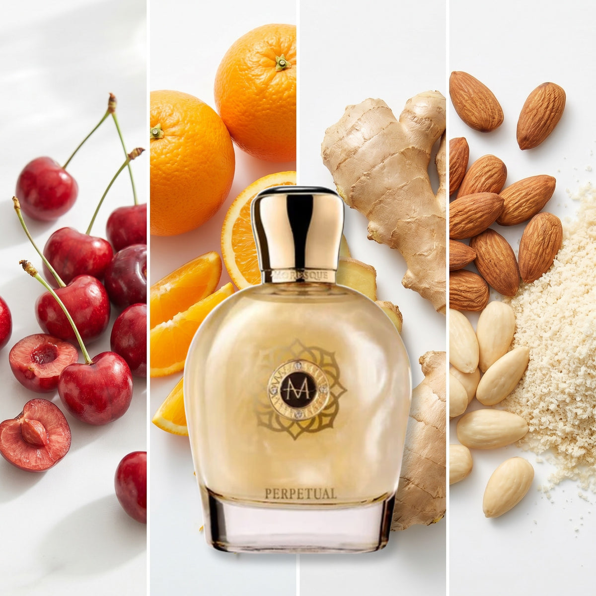 Moresque Parfums Perpetual fragrance notes: CHERRY, ORANGE, GINGER, ALMOND