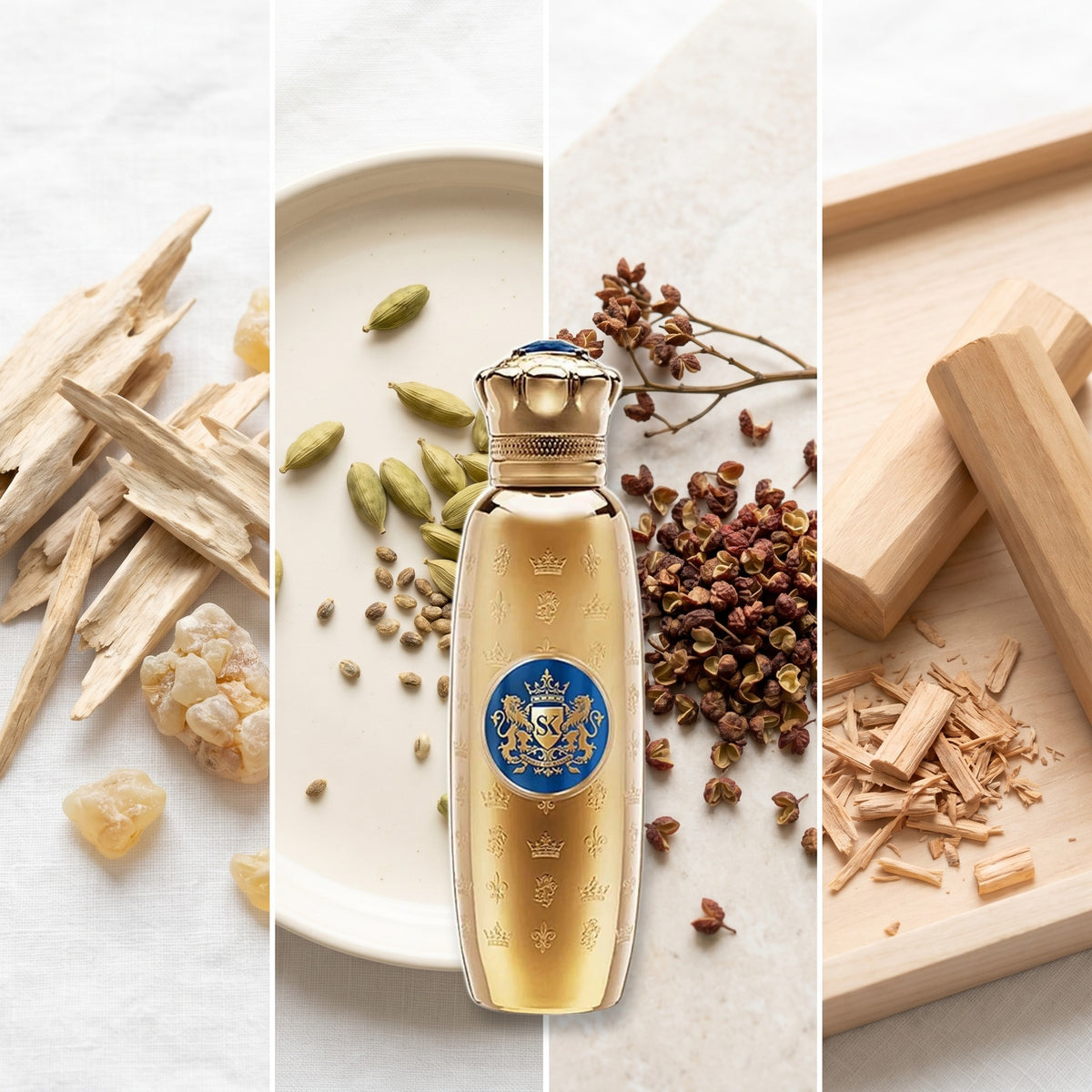 Spirit Of Kings Zaurac fragrance notes: Agarwood (Oud), Cardamom, Sichuan Pepper, Sandalwood