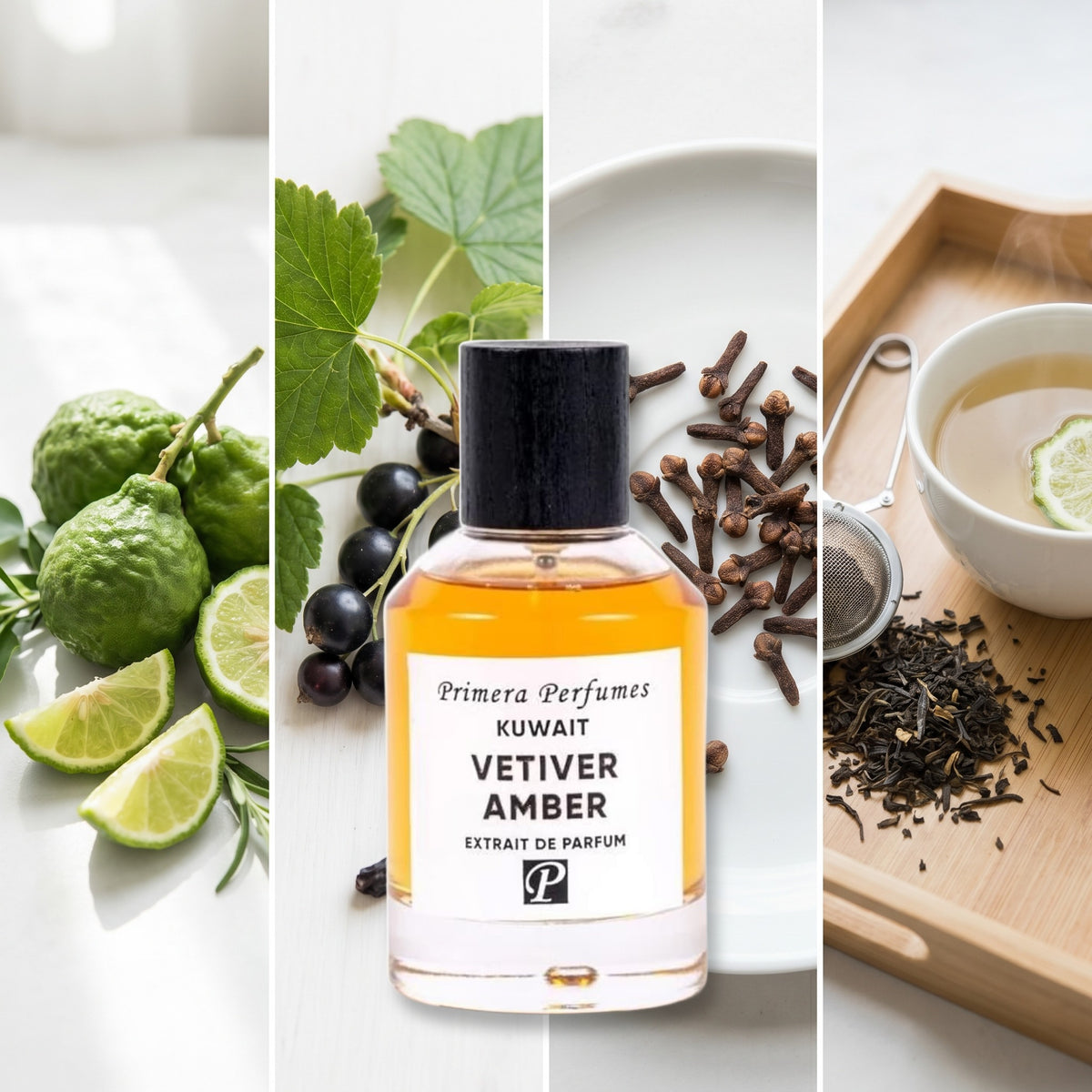 Primera Perfumes Kuwait Vetiver Amber fragrance notes: Bergamot, Blackcurrant, Clove, Earl Grey tea.