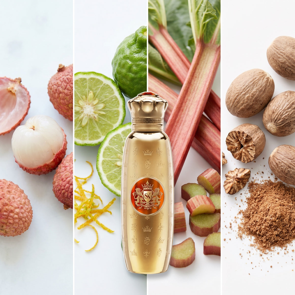 Spirit Of Kings Shihab fragrance notes: Litchi, Bergamot, Rhubarb, Nutmeg