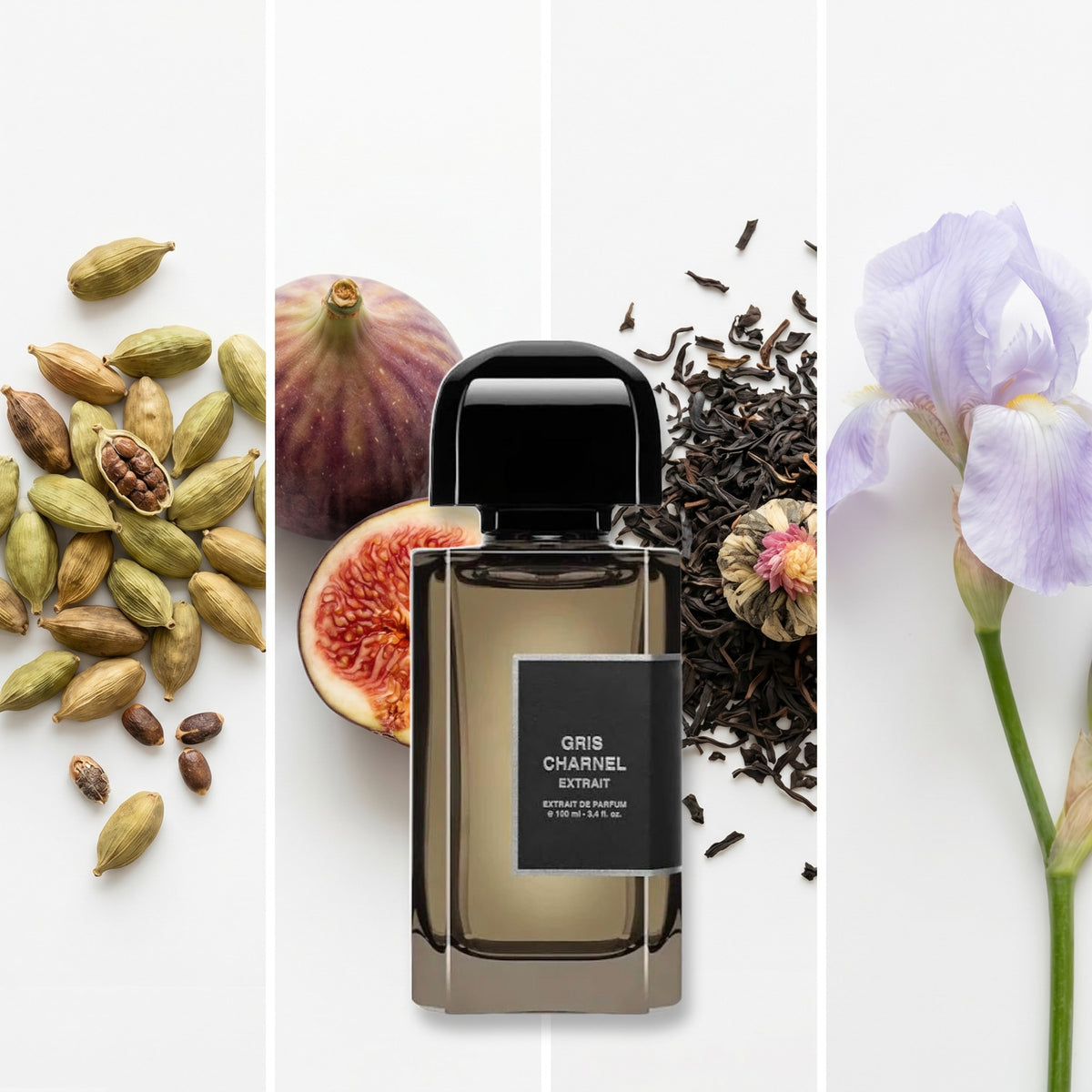 BDK Parfums Gris Charnel Extrait fragrance notes: Cardamom, Fig, Black Tea, Iris