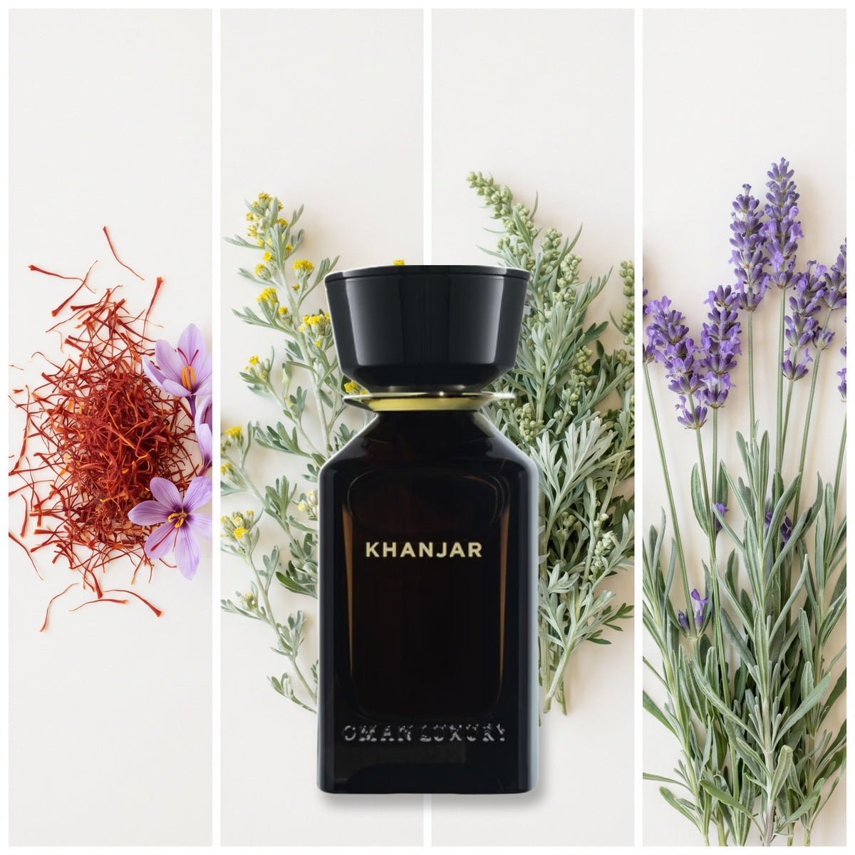Omanluxury Khanjar fragrance notes: Saffron, Davana, Artemisia, Lavender