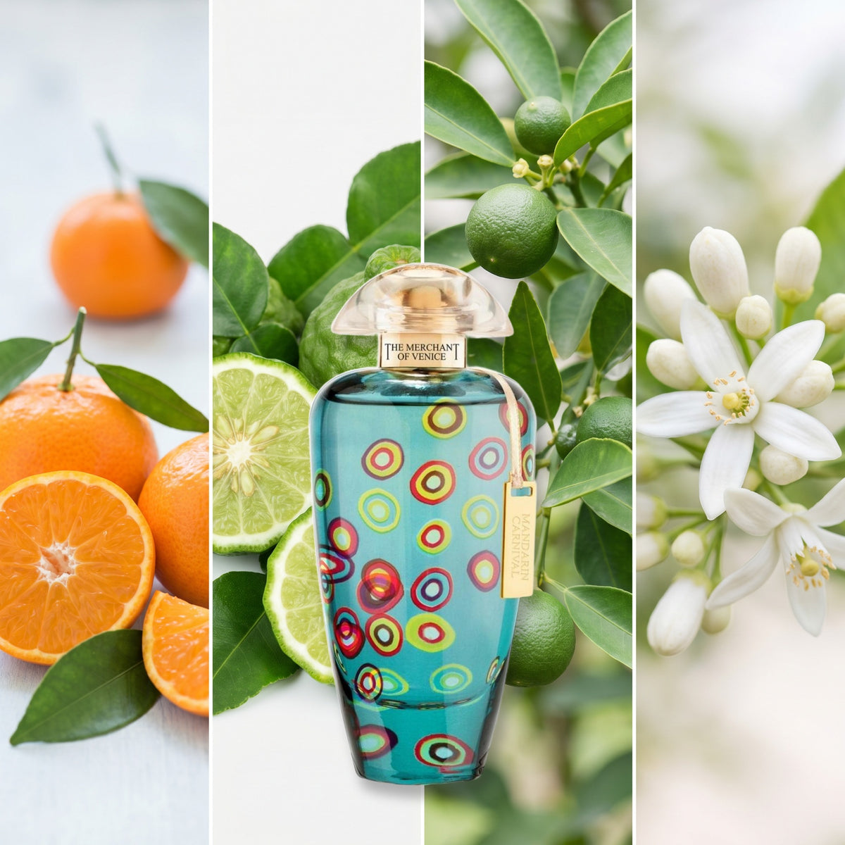 The Merchant of Venice Mandarin Carnival fragrance notes: Mandarin, Bergamot, Petitgrain., Orange Blossom