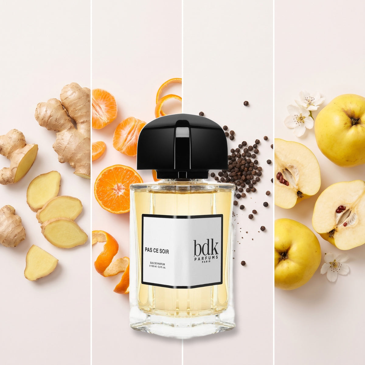 BDK Parfums Pas Ce Soir fragrance notes: Ginger, Mandarin Orange, Black Pepper, Quince