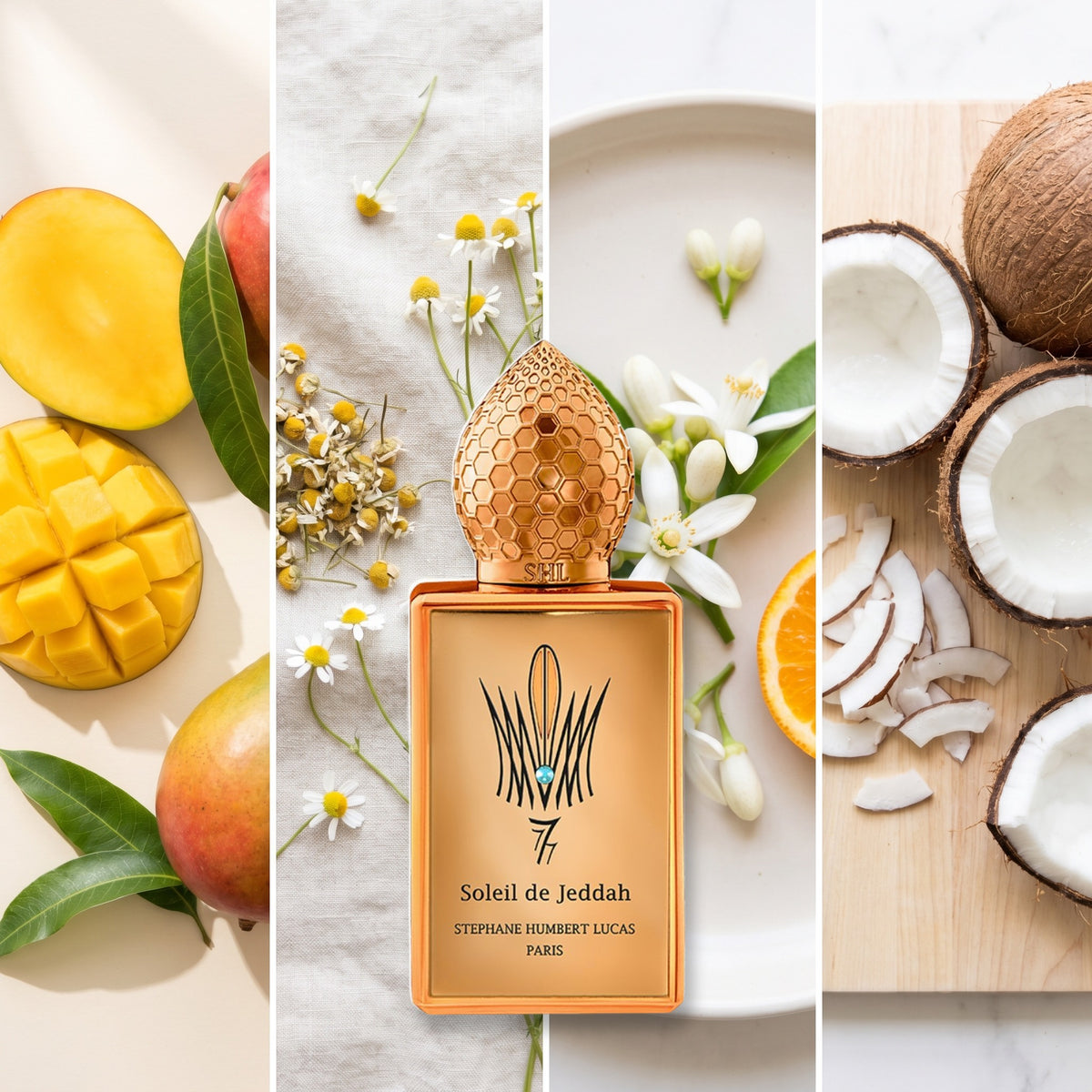 Stephane Humbert Lucas Mango Kiss fragrance notes: Mango, Chamomile, Orange Blossom, Coconut