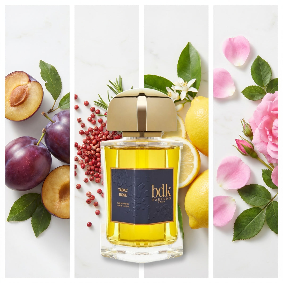 BDK Parfums Tabac Rose fragrance notes: Plum, Pink Pepper, Italian Lemon, Turkish Rose