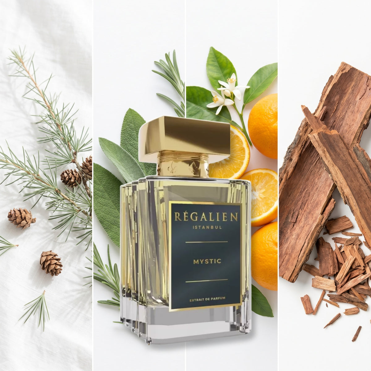 Regalien Mystic fragrance notes: Cedar Needles, Sage, Bergamot, Palisander Rosewood