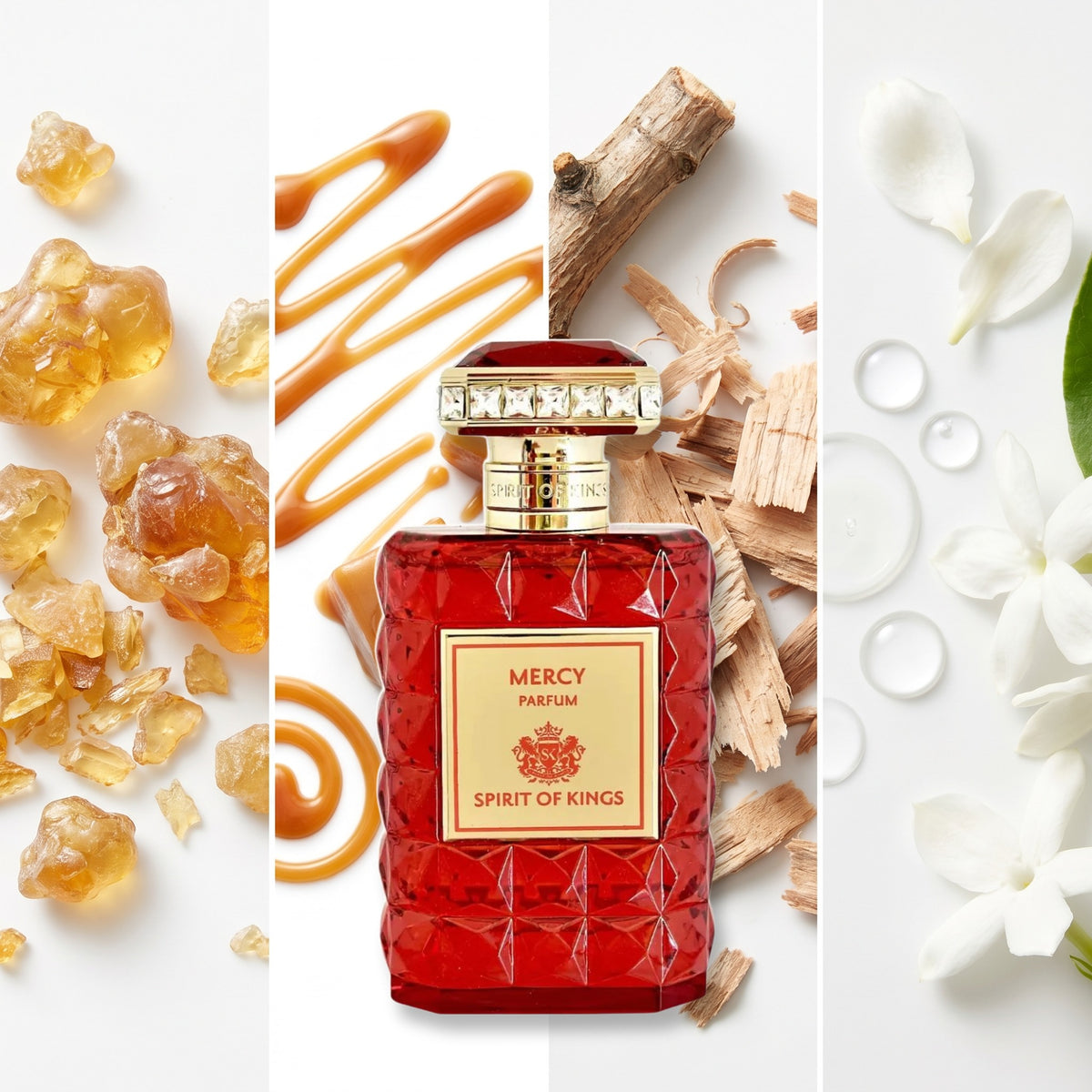 Spirit Of Kings Mercy fragrance notes: Amber, Caramel, Cedarwood, Hedione