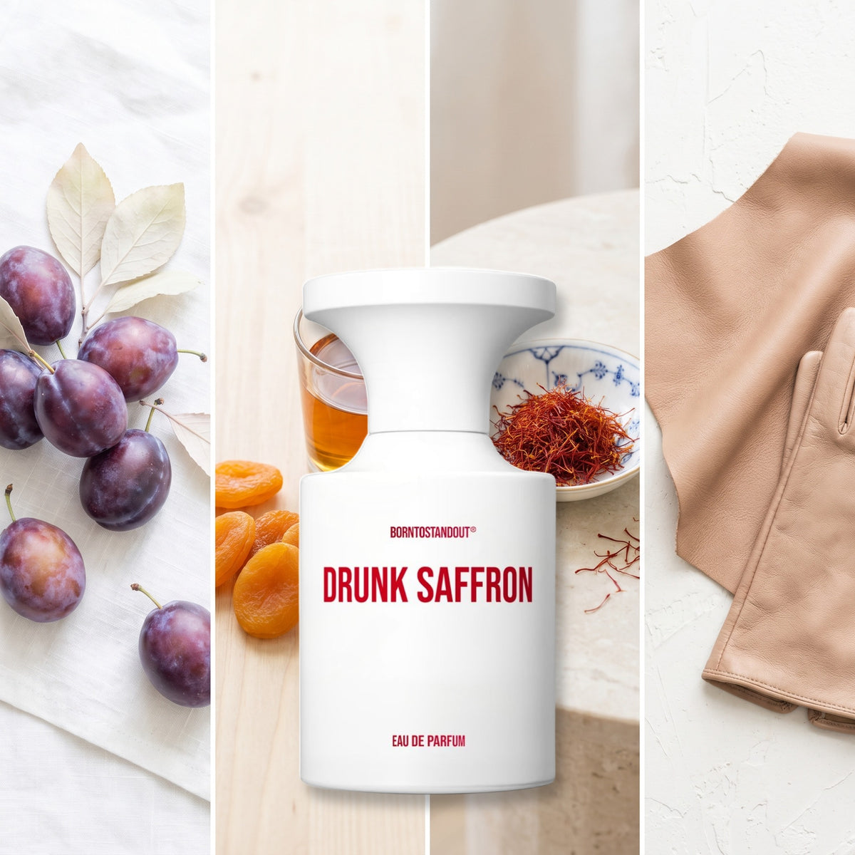 BornToStandOut Drunk Saffron fragrance notes: Plum, Cognac, Saffron, Leather