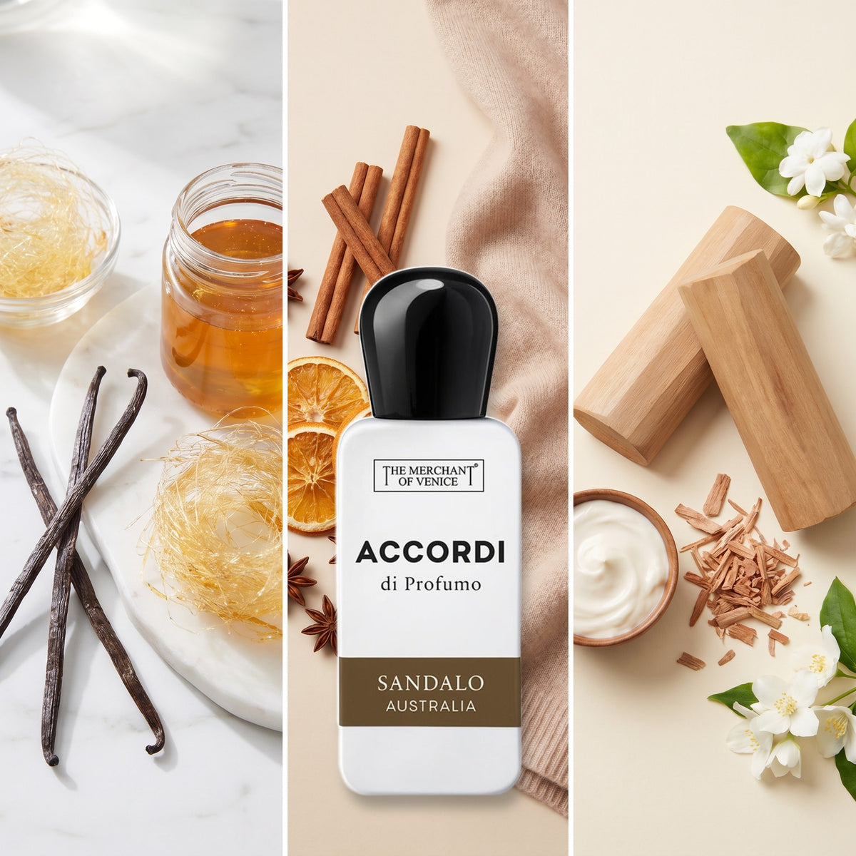 The Merchant of Venice Sandalo Australia fragrance notes: Sweet, warm, creamy sandalwood