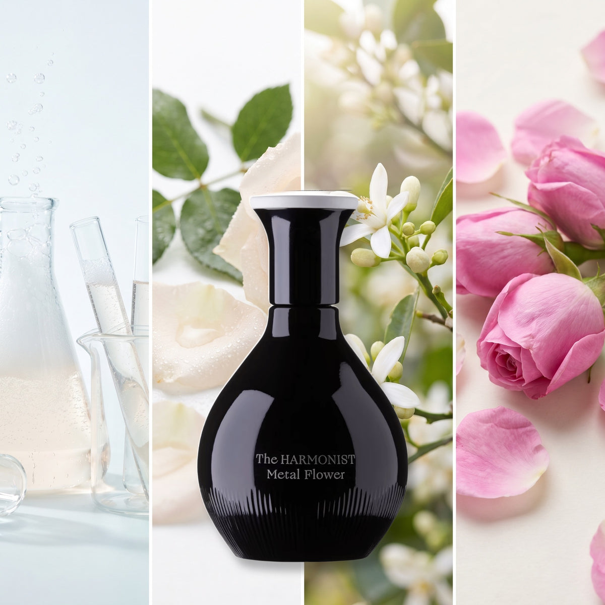 The Harmonist Metal Flower fragrance notes: Aldehydes, Rosoxydes, Orange Blossom, Bulgarian Rose
