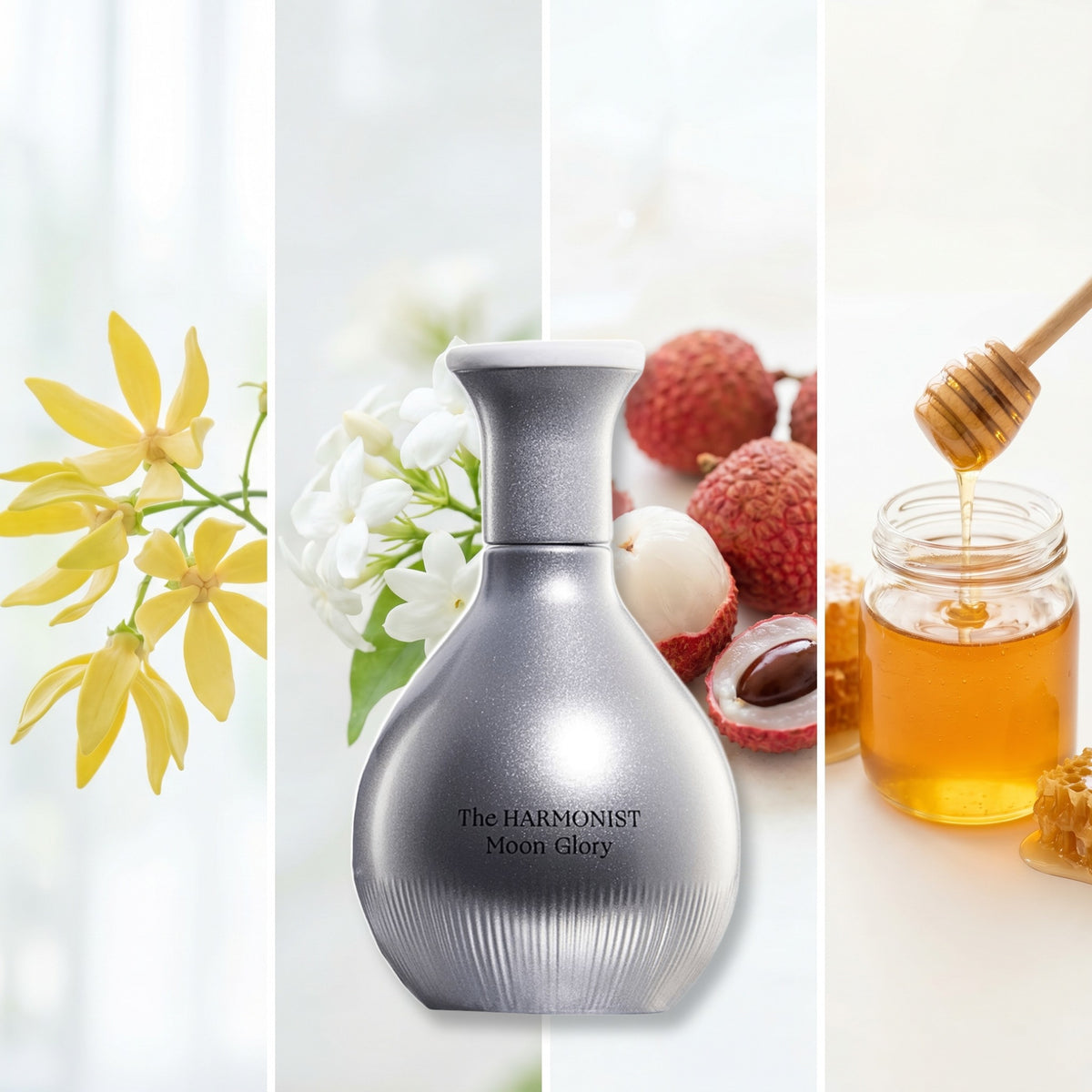 The Harmonist Moon Glory fragrance notes: Ylang-Ylang, Hawaiian Jasmine, Litchi, Honey