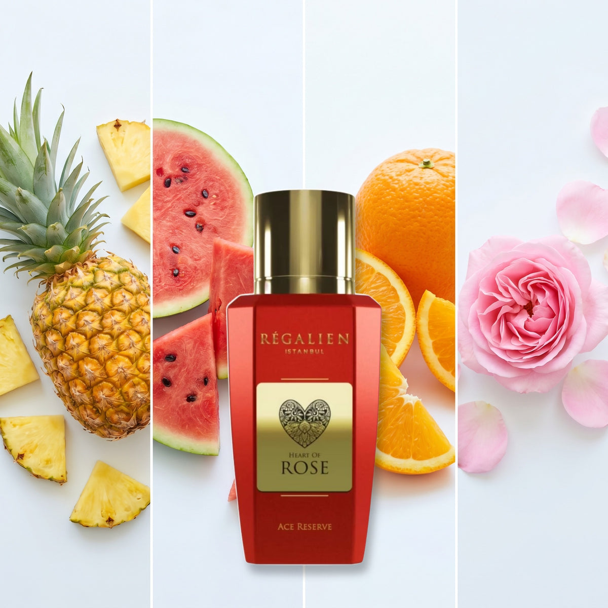 Regalien Heart Of Rose fragrance notes: Pineapple, Watermelon, Orange, Turkish Rose