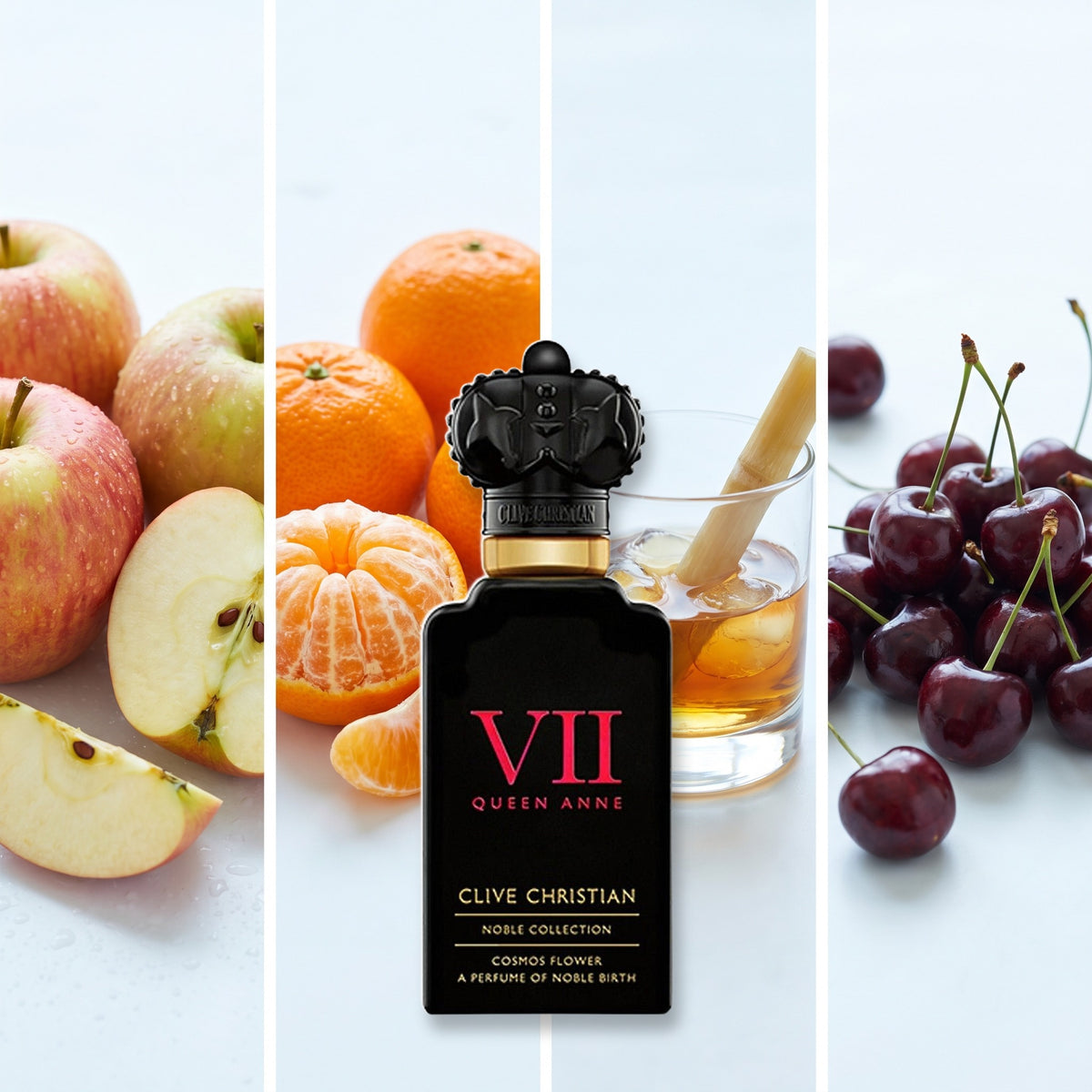 Clive Christian Cosmos Flower fragrance notes: Apple, Mandarin orange, Rum, Cherry