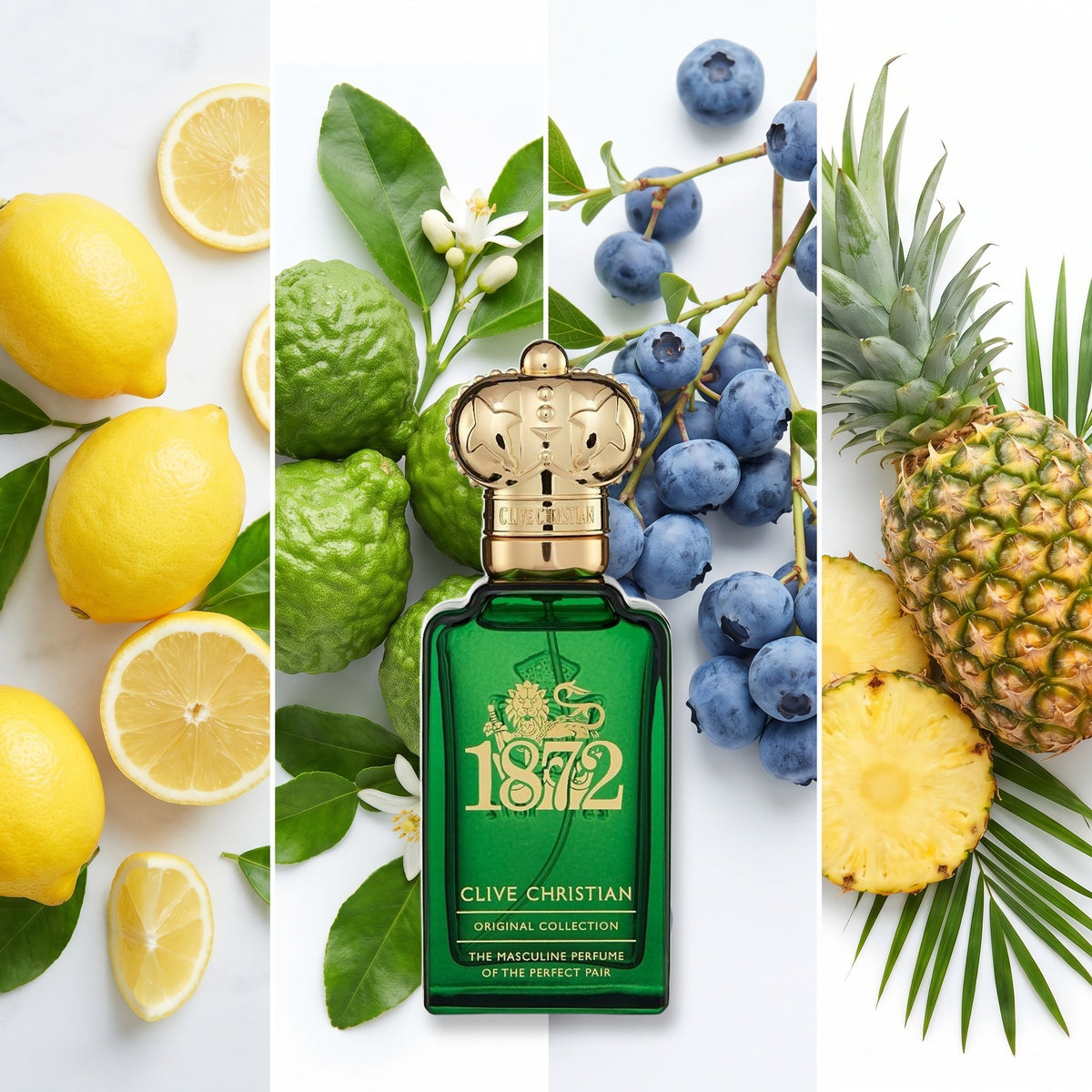 Clive Christian 1872 The Masculine fragrance notes: Lemon, Bergamot, Blueberry, Pineapple