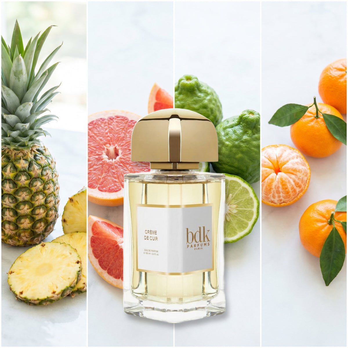 BDK Parfums Creme de Cuir fragrance notes: Pineapple, Grapefruit, Bergamot, Mandarin Orange