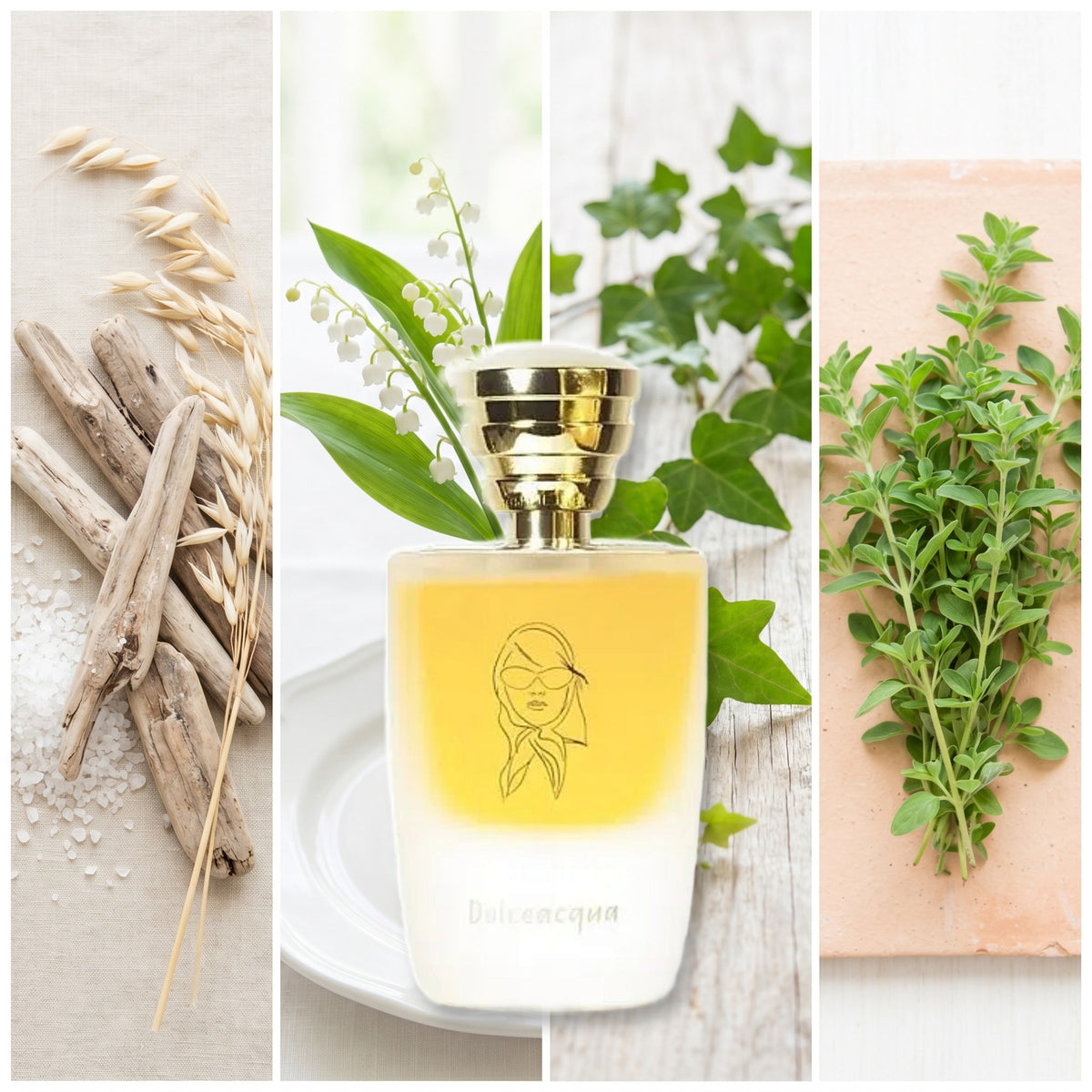 Masque Milano Dolceacqua fragrance notes: Coastal Breeze accord, Muguet, Ivy Leaves, Mediterranean Marjoram.