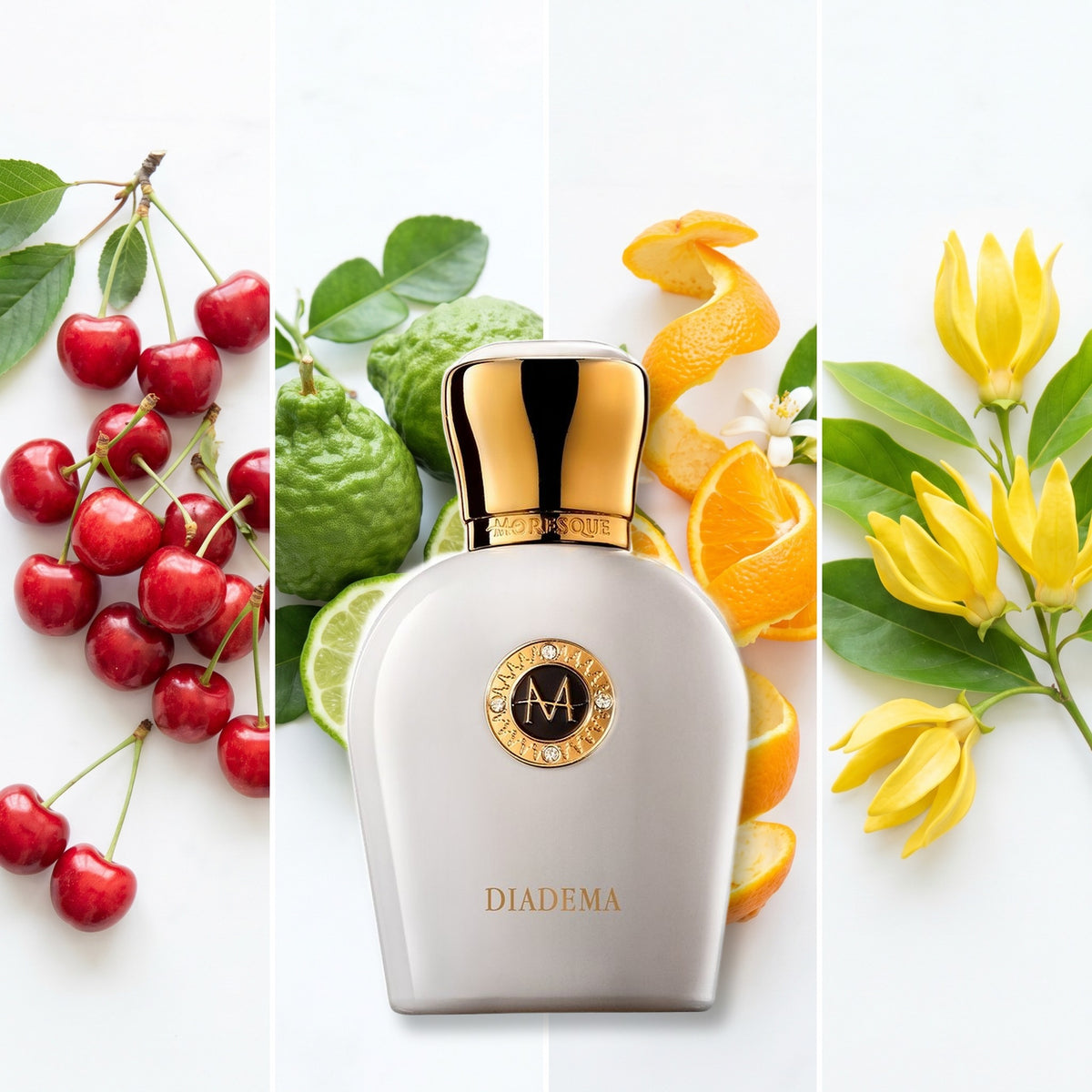 Moresque Parfums Diadema fragrance notes: cherries, bergamot, orange, ylang ylang
