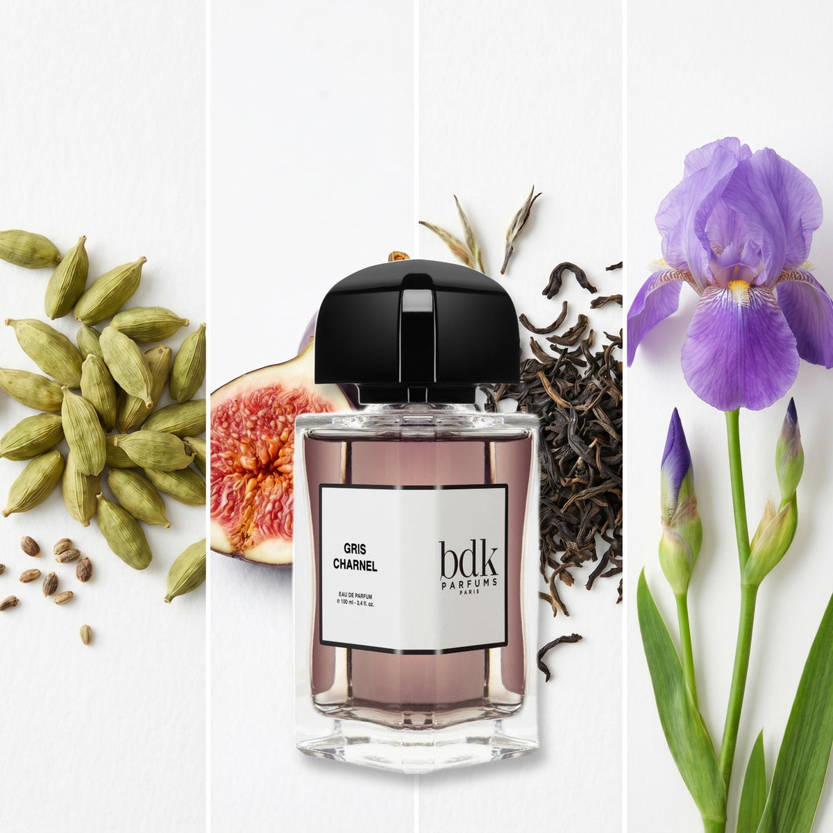 BDK Parfums Gris Charnel fragrance notes: Cardamom, Fig, Black Tea, Iris