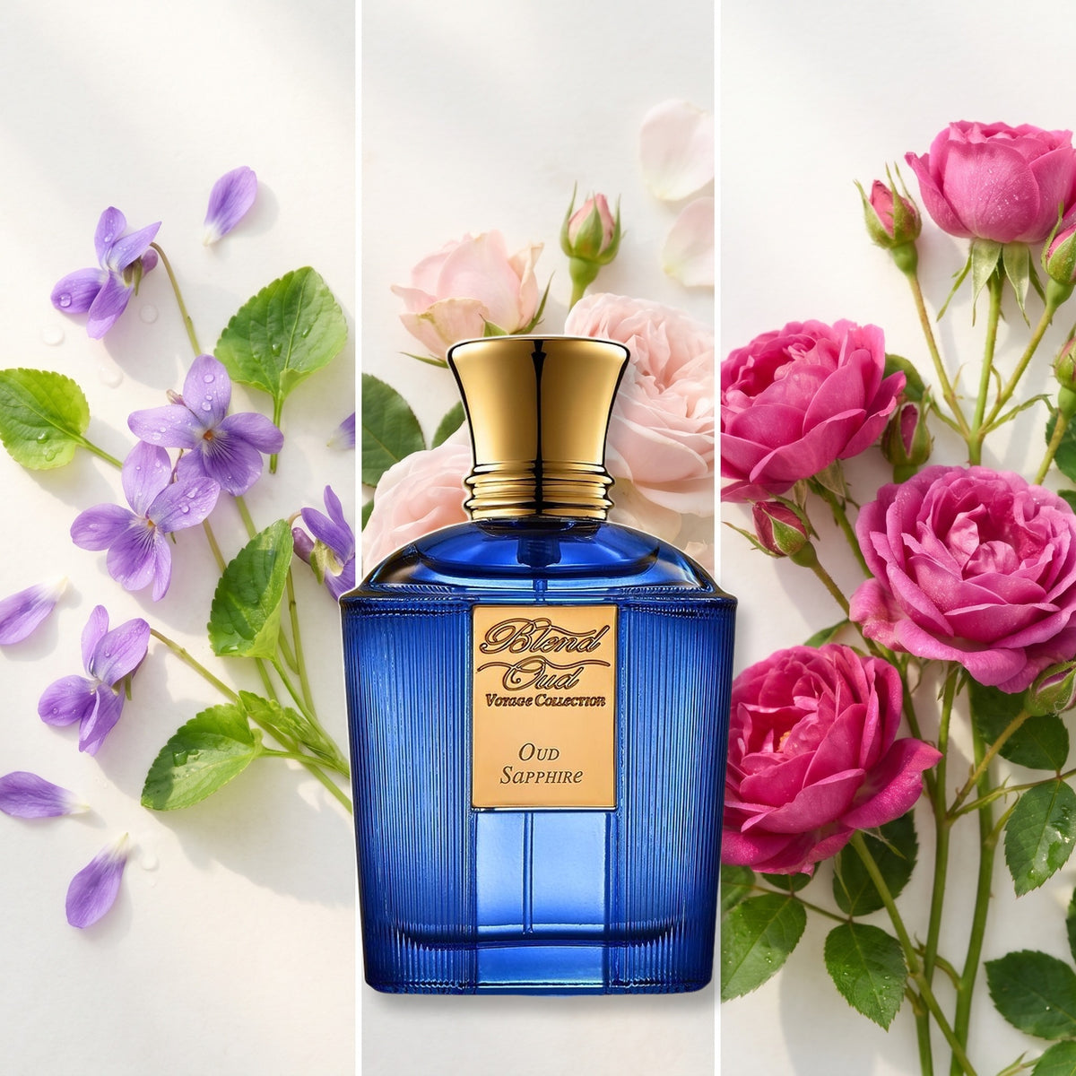 Blend Oud Oud Sapphire fragrance notes: Violet, Turkish Rose, Bulgarian Rose