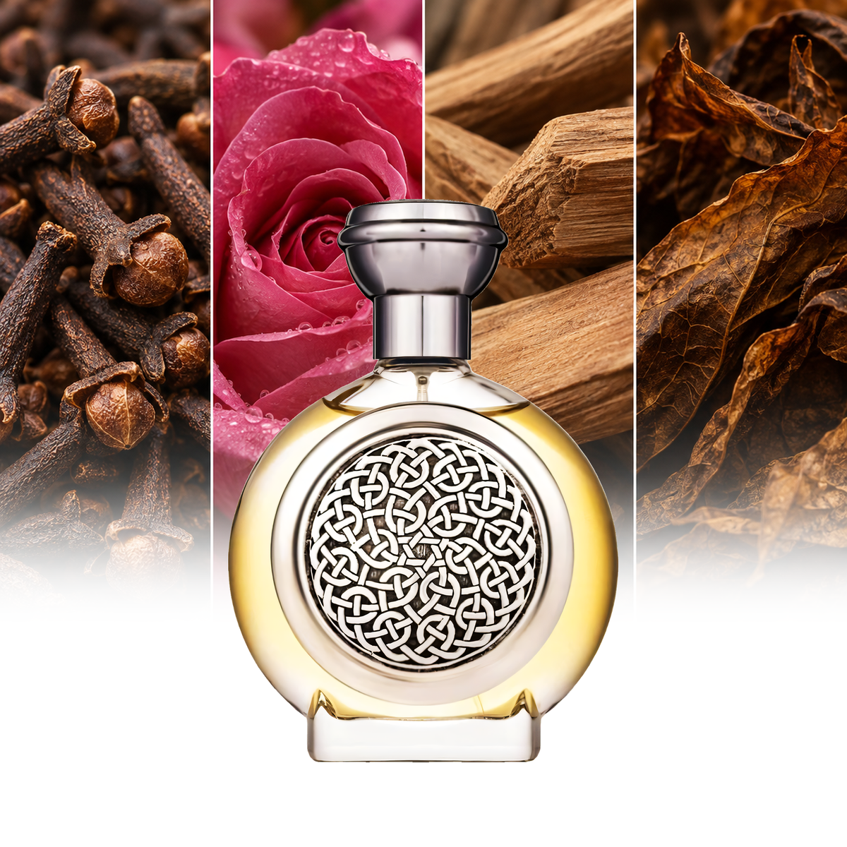 Boadicea The Victorious Bodacious fragrance notes: Clove, Moroccan Rose, Sandalwood, Tobacco | ScentRabbit