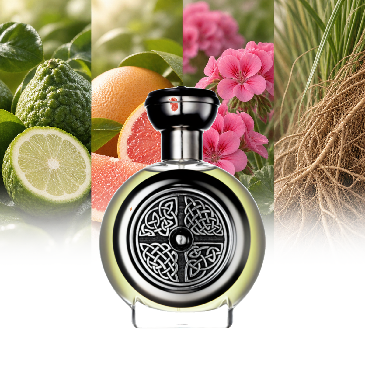 Boadicea The Victorious Energizer fragrance notes: Bergamot, Grapefruit, Geranium, Vetiver | ScentRabbit