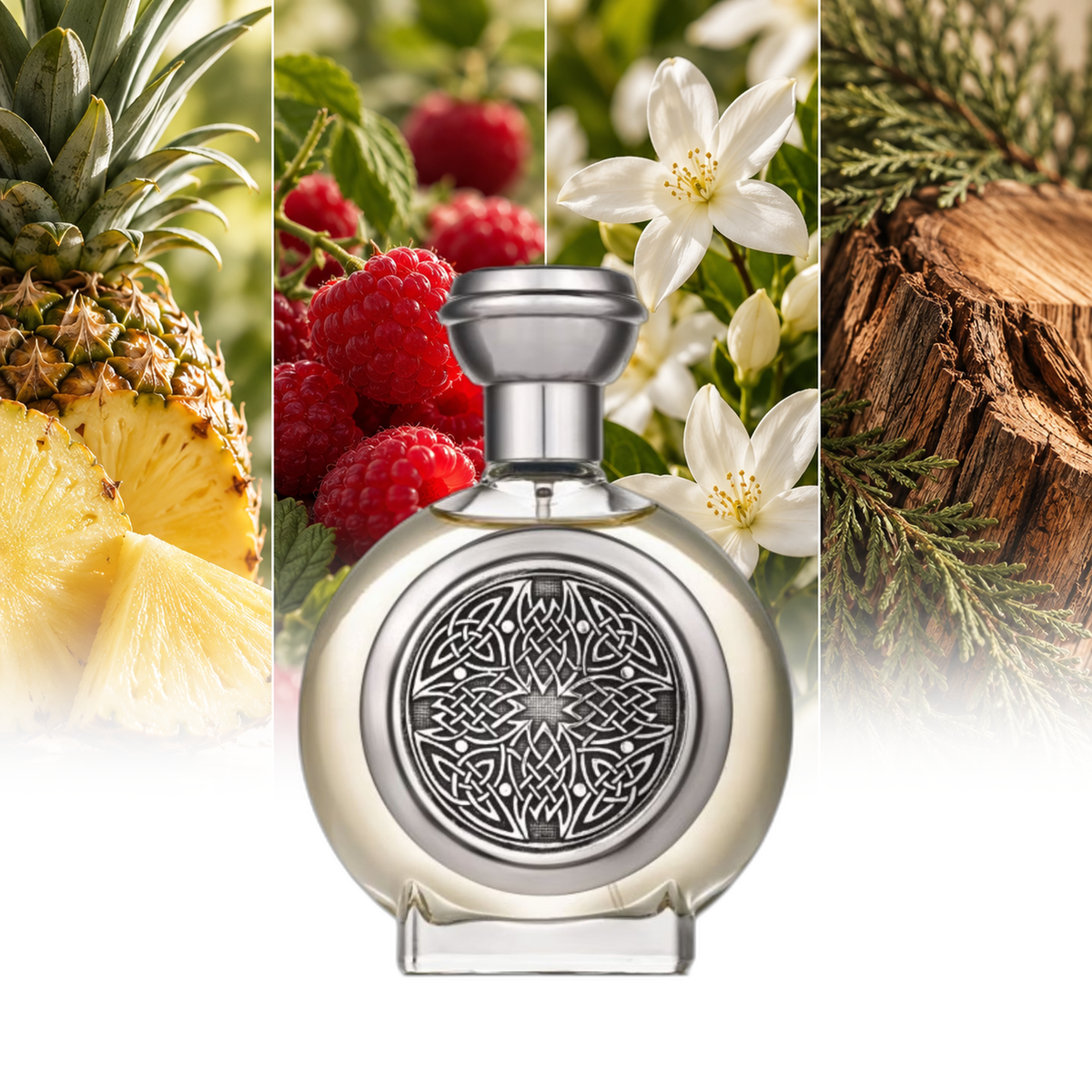 Boadicea The Victorious Glorious fragrance notes: Pineapple, Raspberry, Jasmine, Cedarwood | ScentRabbit