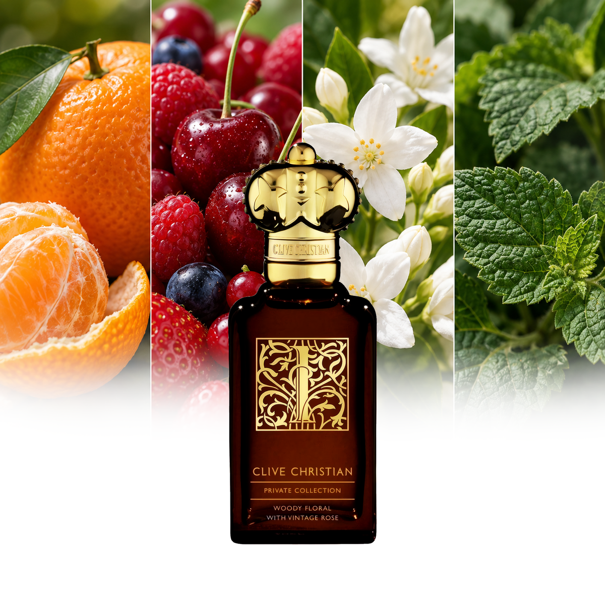 Clive Christian I Woody Floral fragrance notes: Mandarin, Red fruits, Jasmine, Patchouli leaves | ScentRabbit