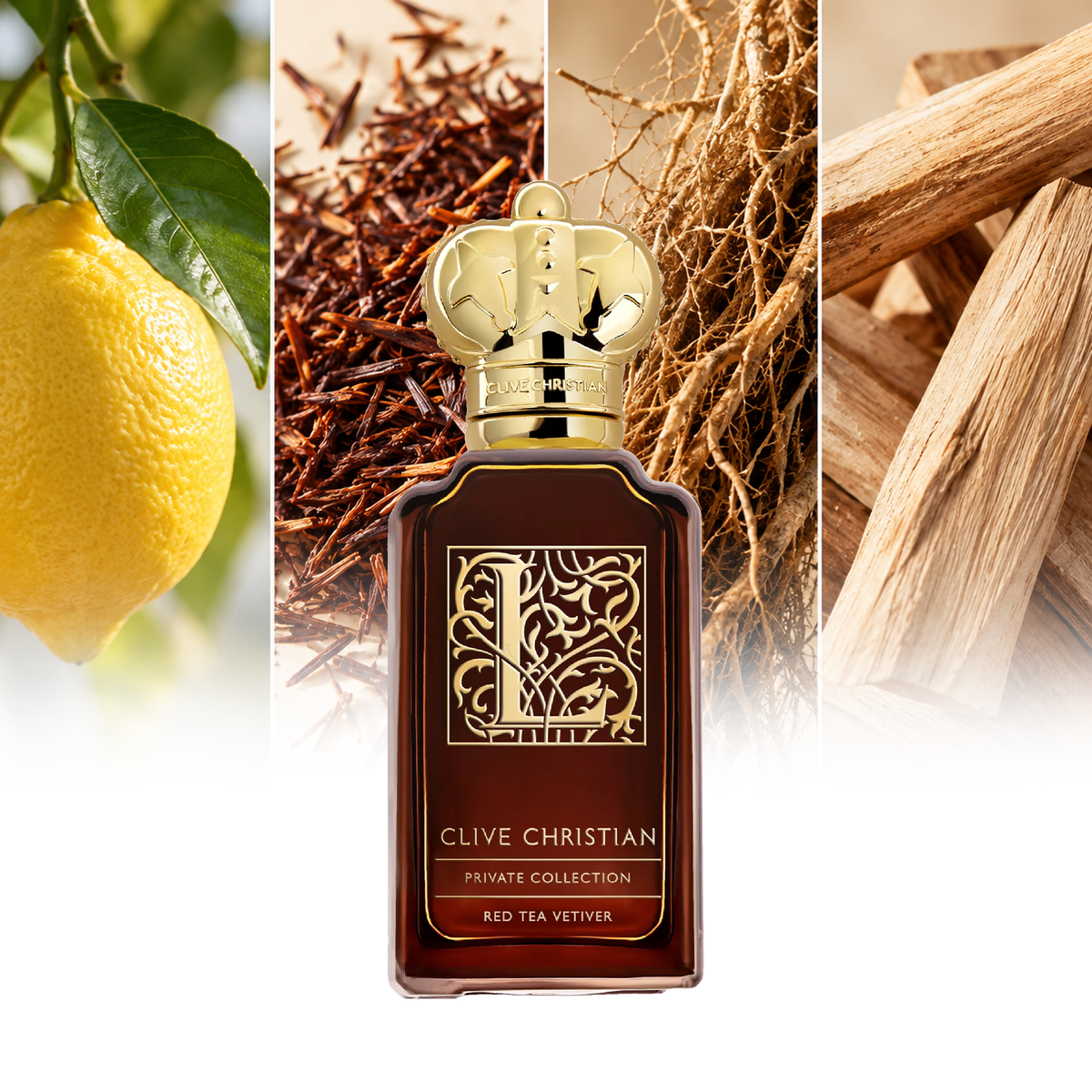 Clive Christian L Red Tea Vetiver fragrance notes: Lemon Primofiore, Rooibos tea, Vetiver roots, Sandalwood | ScentRabbit