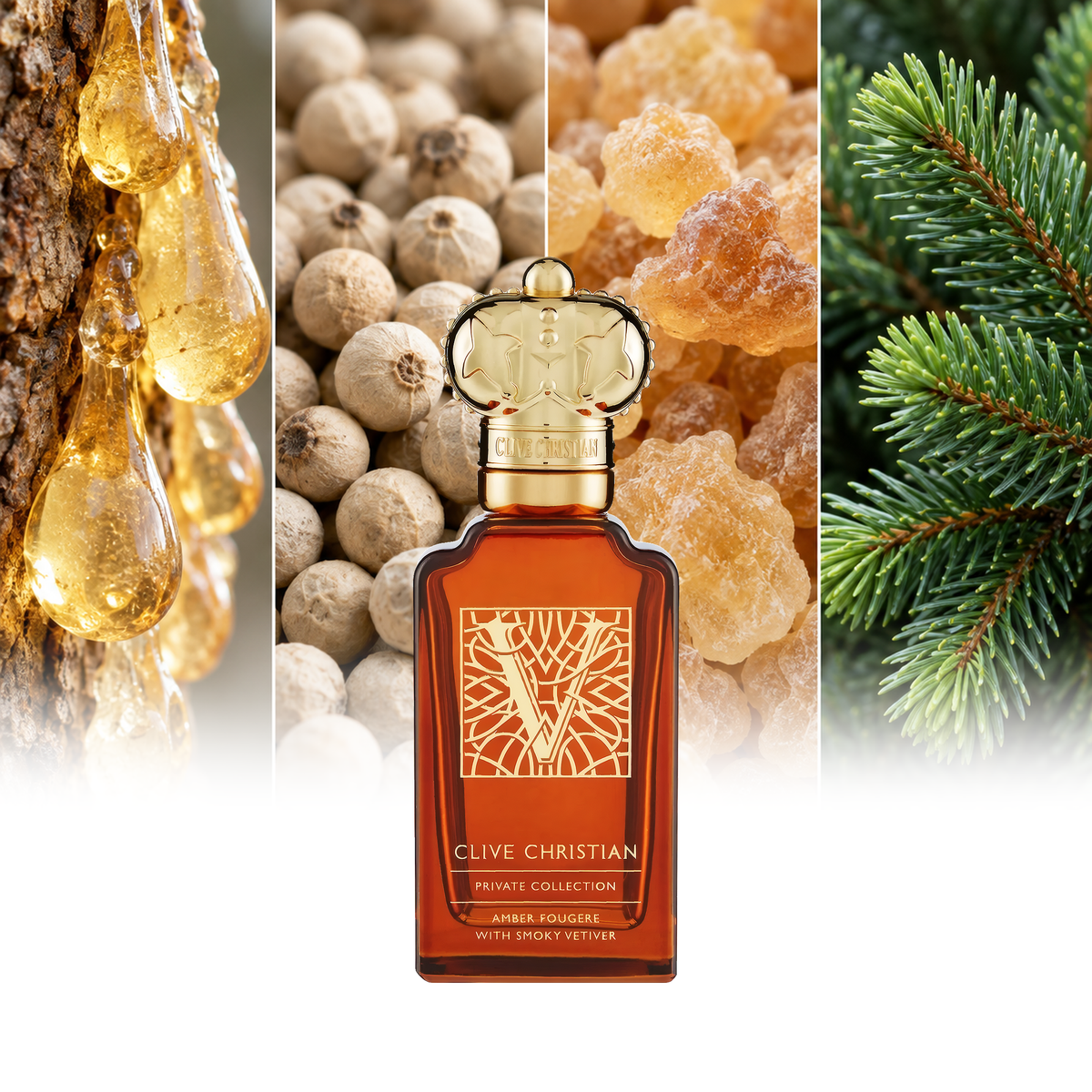 Clive Christian V Amber Fougere fragrance notes: Elemi resin, White pepper, Frankincense resin, Fir branches | ScentRabbit