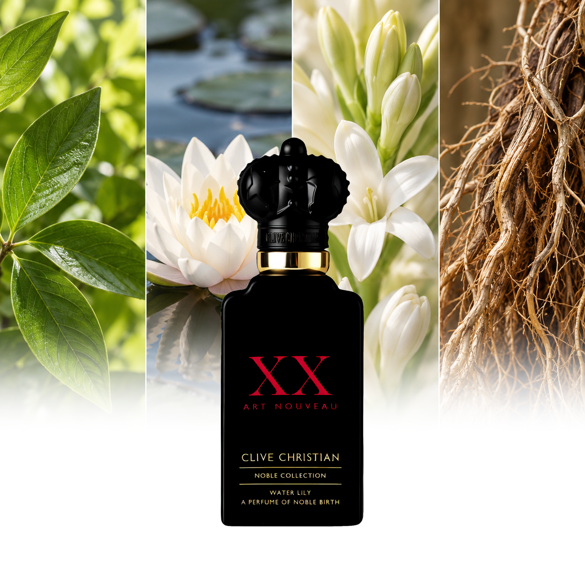 Clive Christian XX Art Nouveau Water Lily fragrance notes: Green leaves, Water lily, Tuberose, Vetiver roots | ScentRabbit