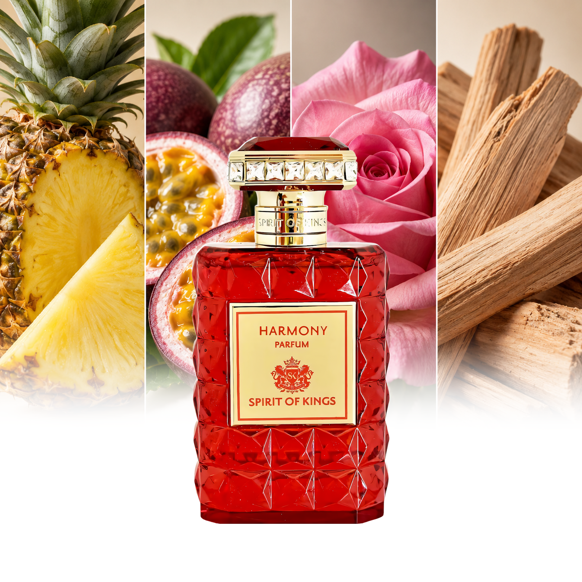 Spirit Of Kings Harmony fragrance notes: Pineapple, Passionfruit, Rose, Sandalwood | ScentRabbit